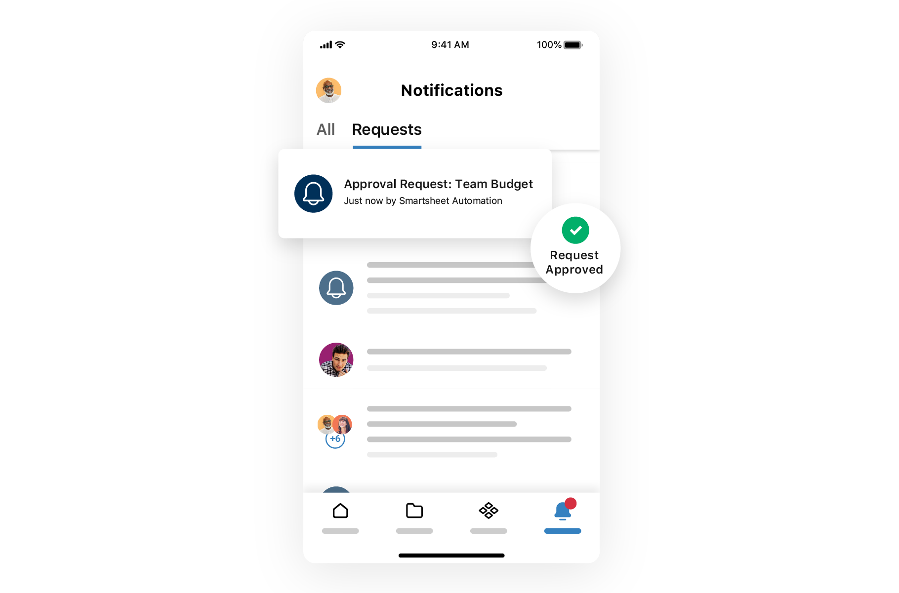 Smartsheet mobile approval request