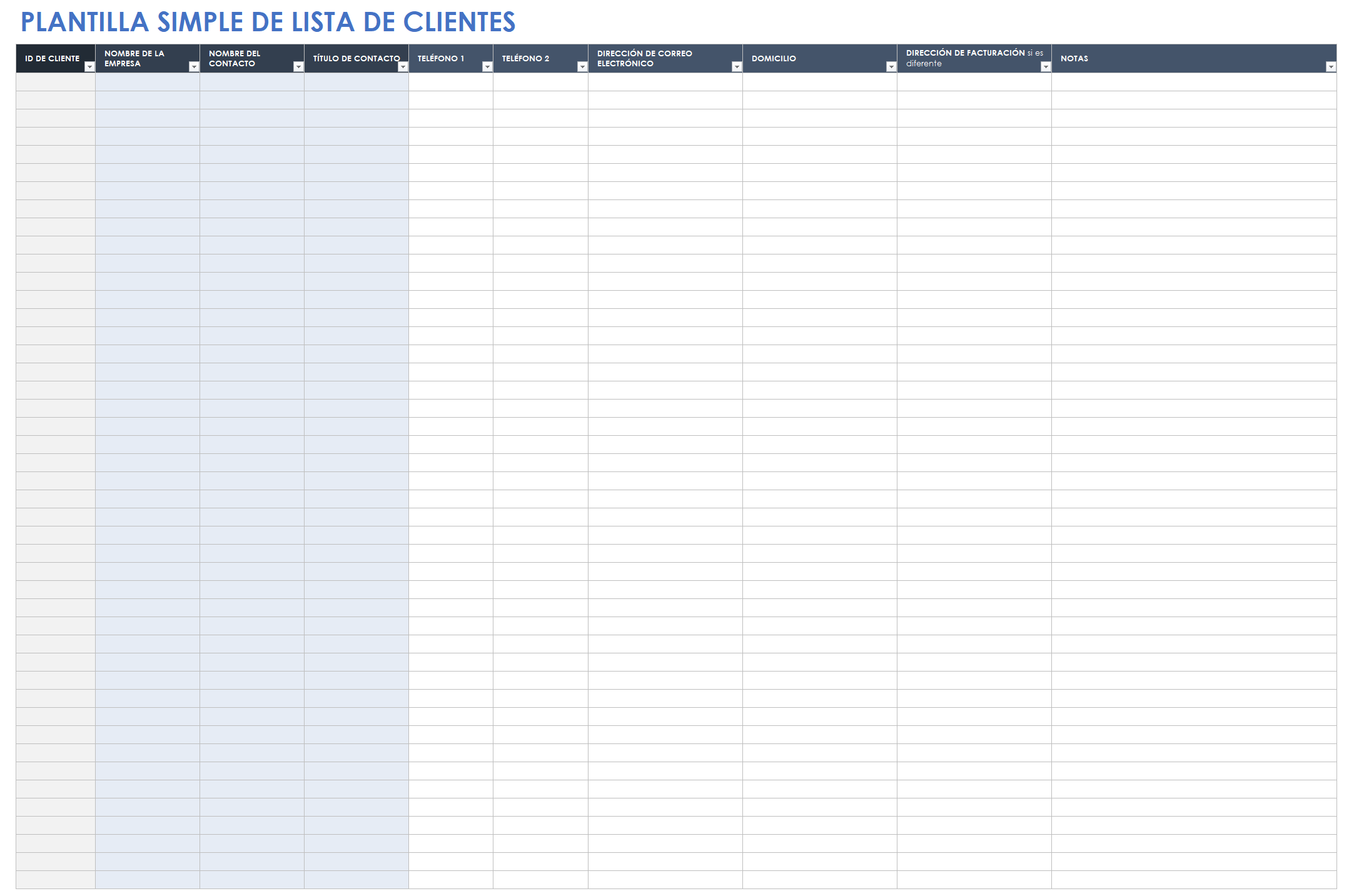 Lista de clientes sencilla