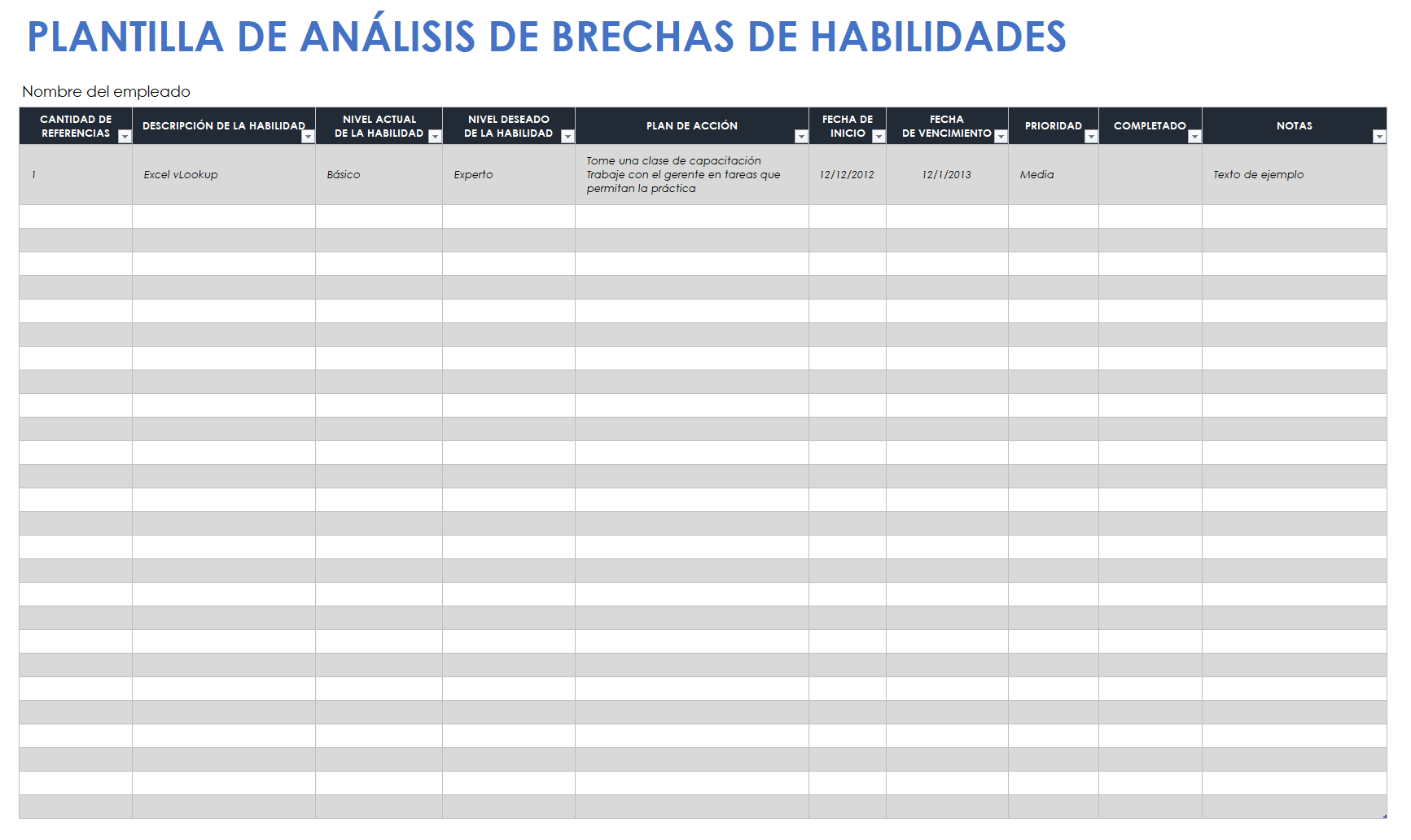  plantilla de análisis de brechas de habilidades