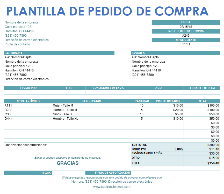  PLANTILLA DE ORDEN DE COMPRA