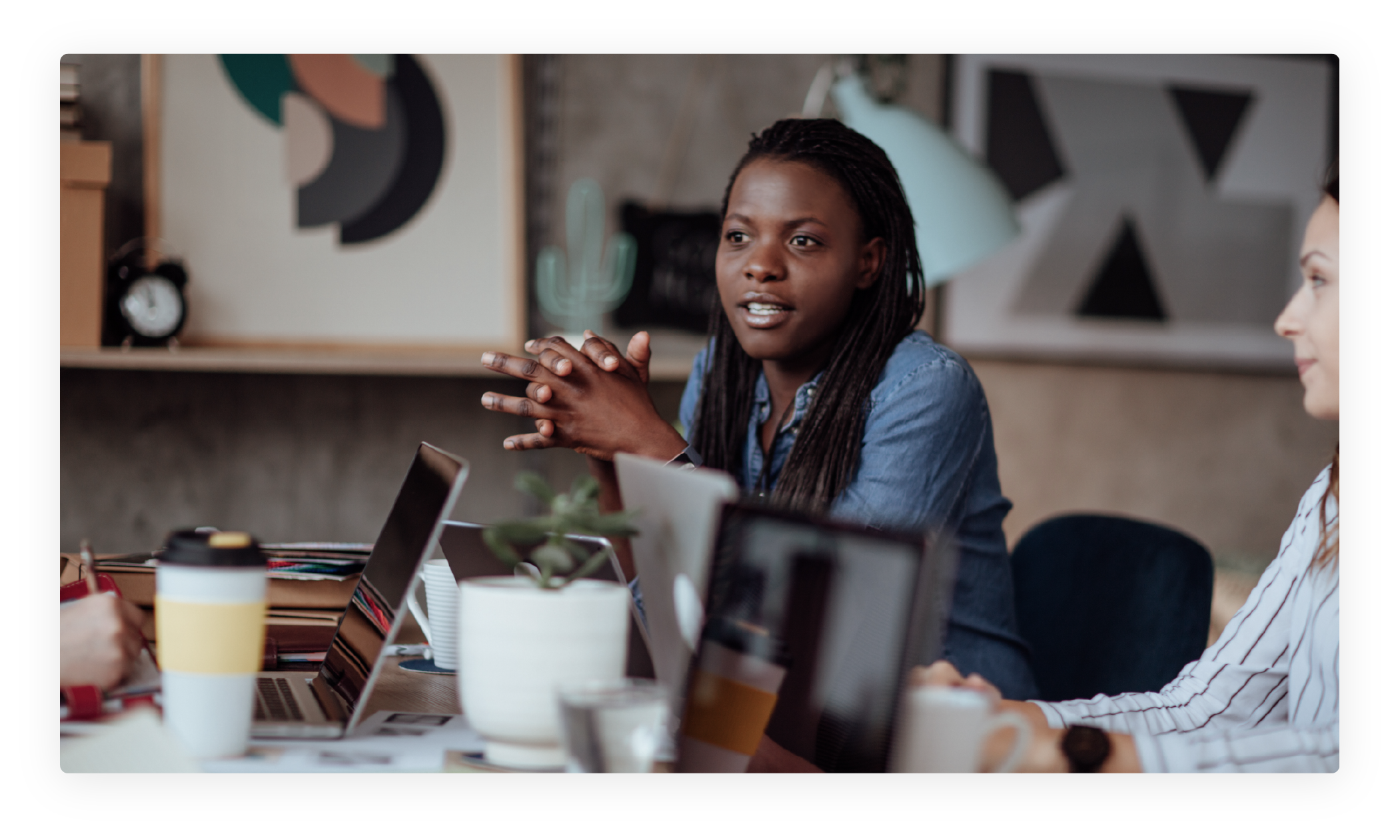 Employee talking in a meeting