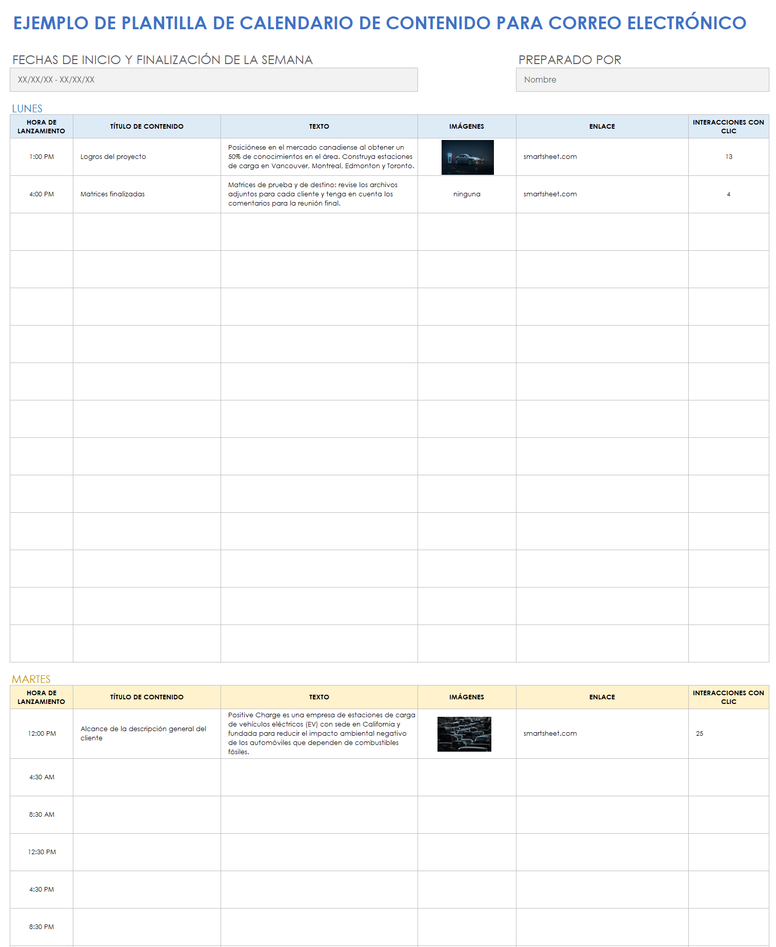  Plantilla de ejemplo de calendario de contenido de correo electrónico