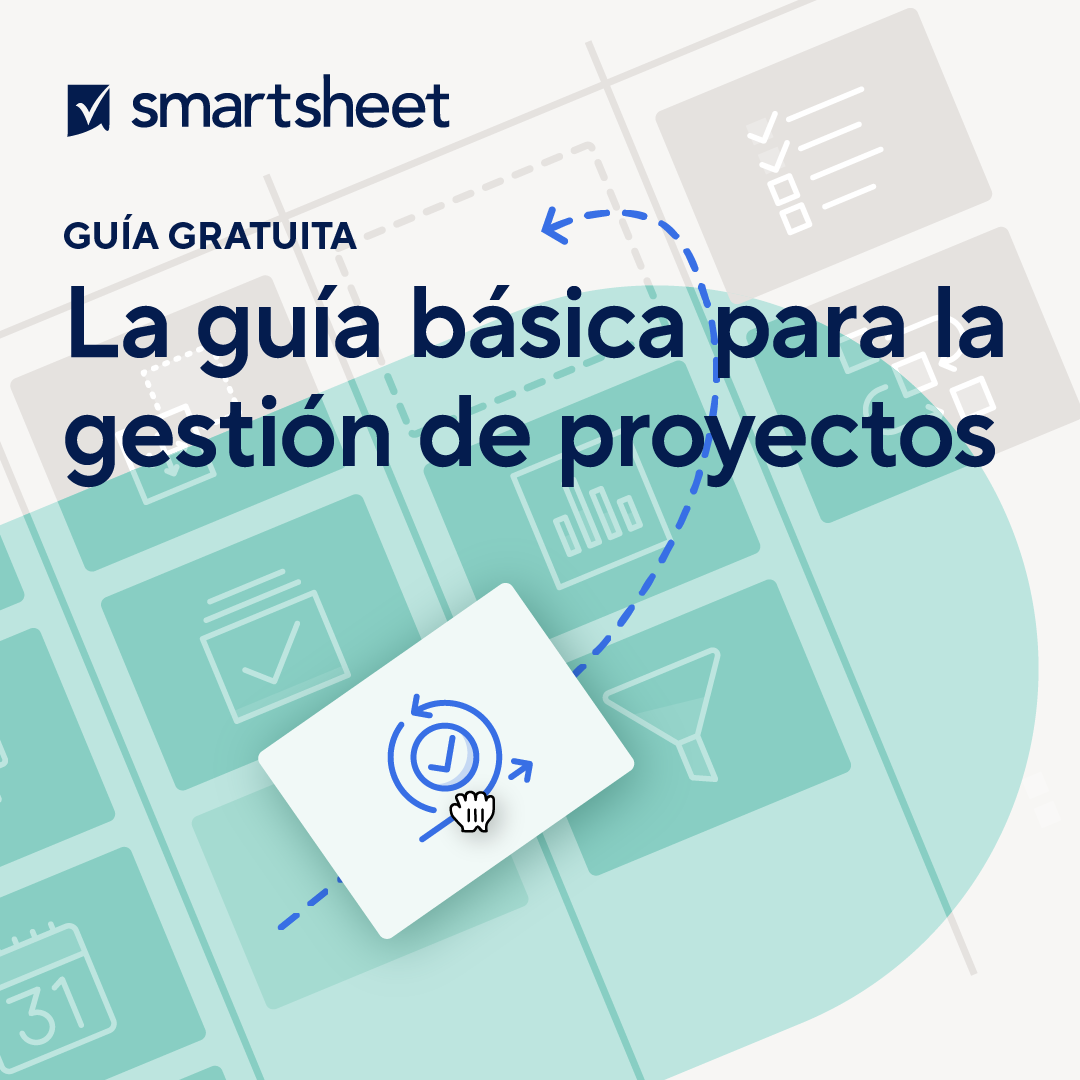 Una ilustración con el logo de Smartsheet y las palabras La Guía 101 para la Gestión de Proyectos