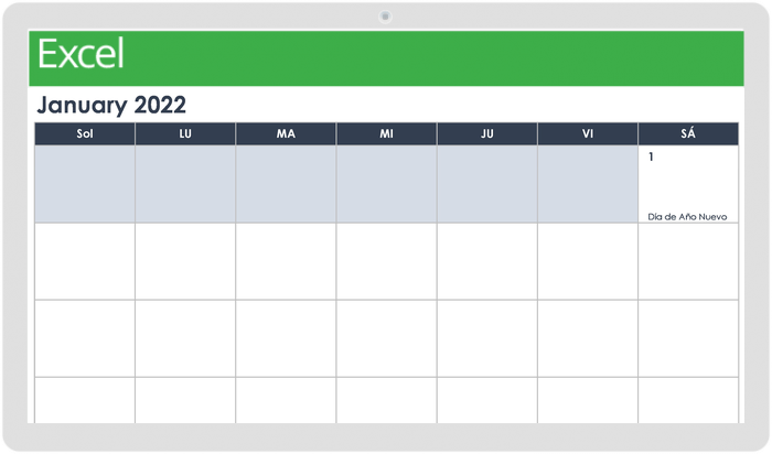  Plantilla de paisaje de calendario mensual imprimible 2022