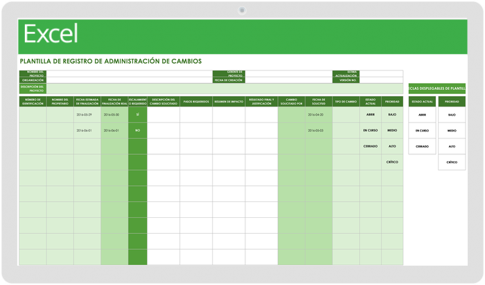 PLANTILLA DE REGISTRO DE GESTIÓN DE CAMBIOS