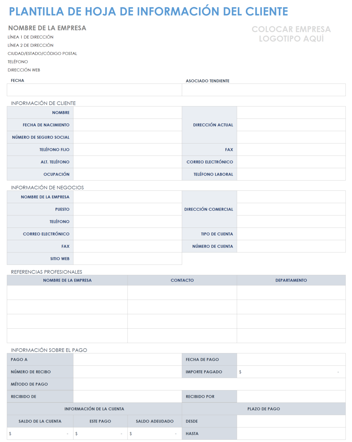 Ficha de información del cliente