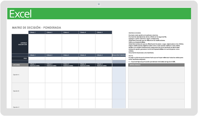 Matriz de decisión ponderada