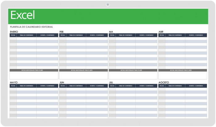  Plantilla de calendario editorial