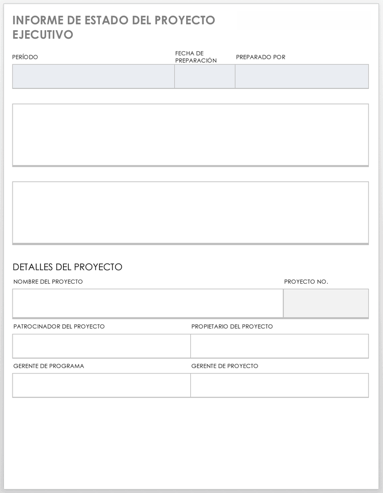  Plantilla de informe de estado de proyecto ejecutivo