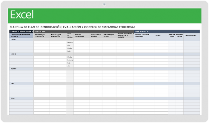 PLAN DE EVALUACIÓN Y CONTROL DE IDENTIFICACIÓN DE SUSTANCIAS PELIGROSAS