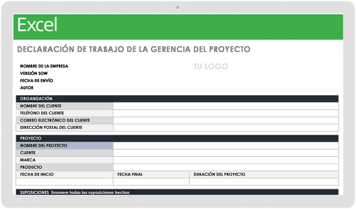 PLANTILLA DE DECLARACIÓN DE TRABAJO PARA LA GESTIÓN DE PROYECTOS